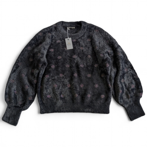 MARINE LAYER Arielle Black Metallic Funfetti Crew Neck Sweater Sz L NWT - Picture 6 of 11